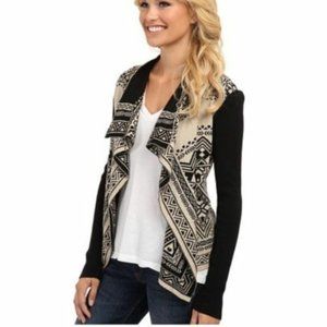 NEW Lucky Brand Lightweight AZTEC Waterfall Knit Open Cardigan Sweater Small